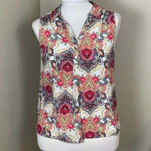 DANA BUCHMAN Sleeveless Blouse Multi Color Size Medium EUC